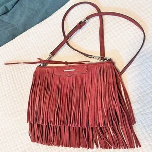 REBECCA MINKOFF CROSSBODY | SUEDE FRINGE | WINE